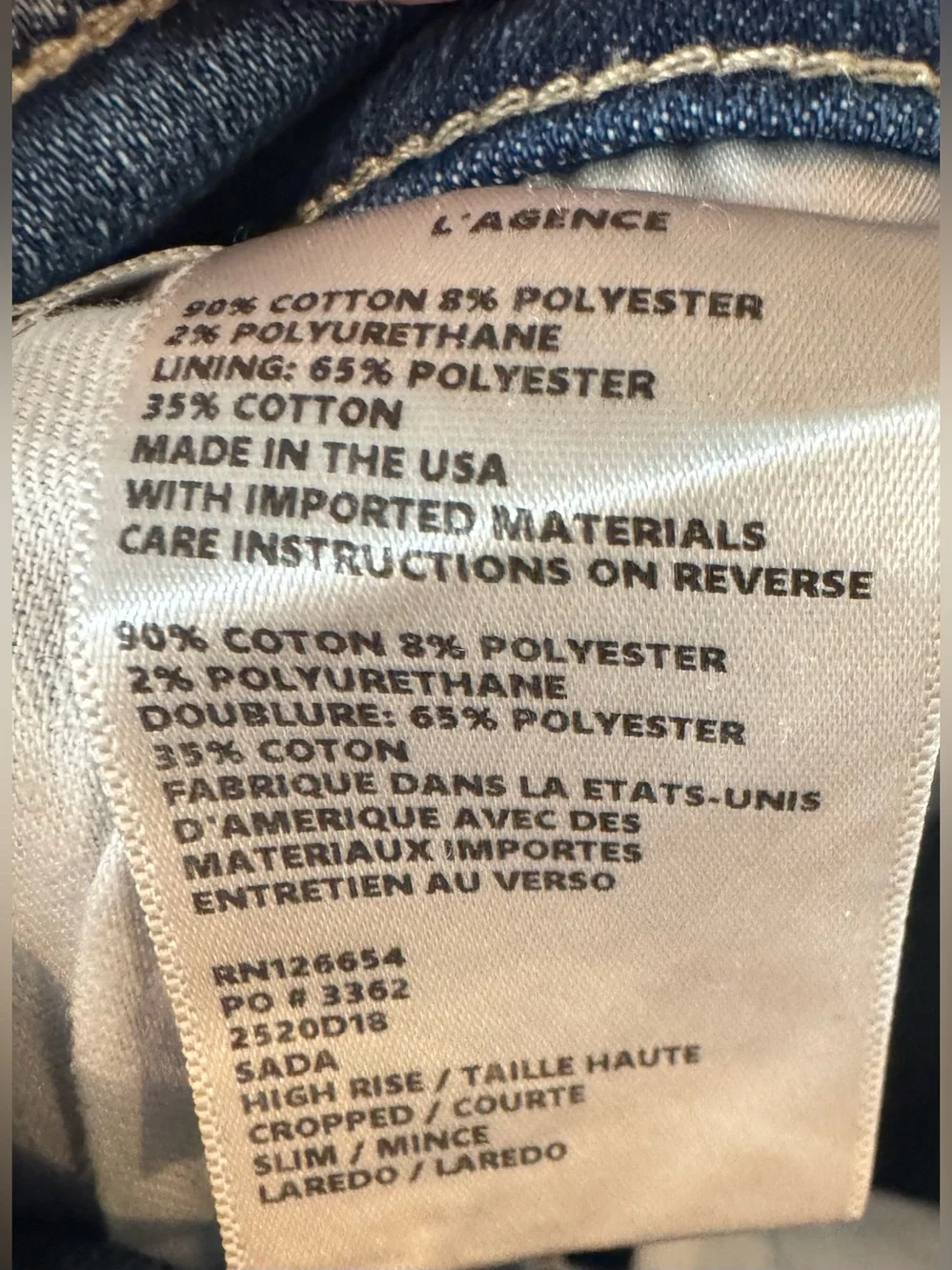 L'AGENCE Medium Wash High Rise Cropped Slim Jeans with Raw Hem - Size 28